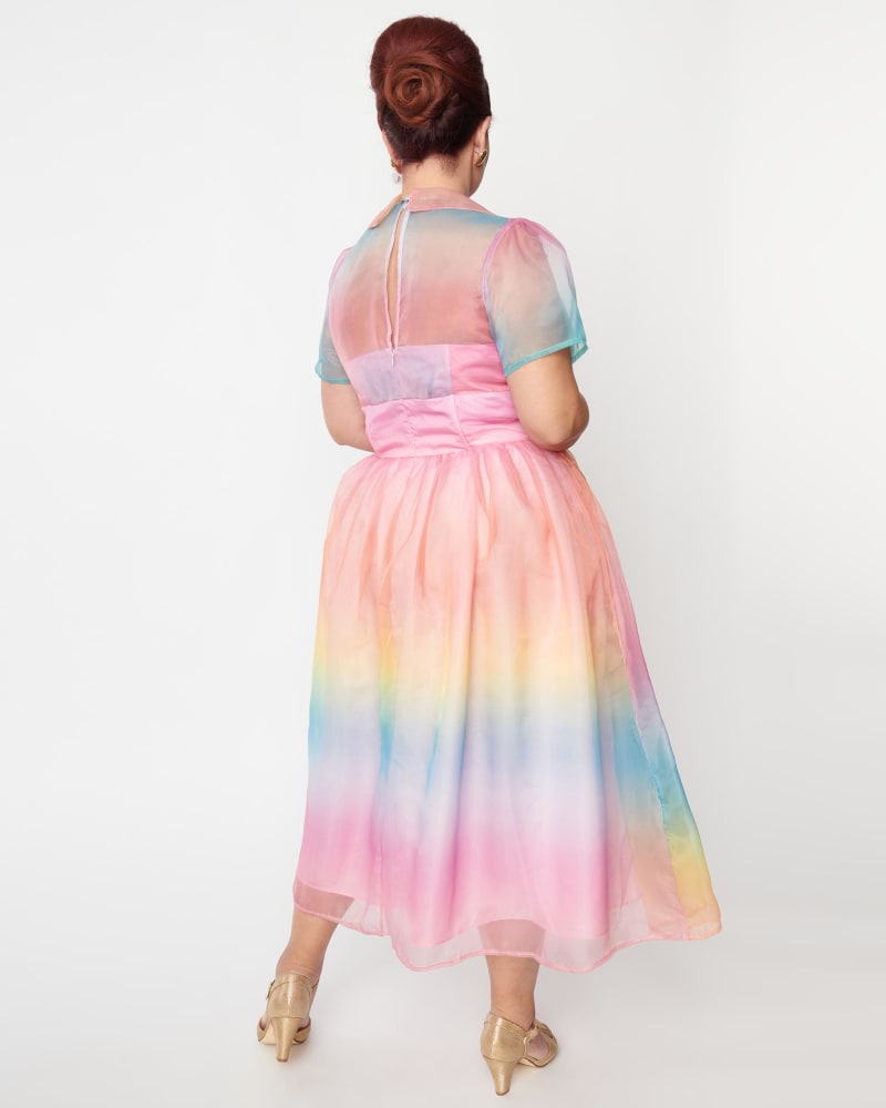 Unique Vintage Plus Size Pastel Rainbow Ombre Libby Swing Dress Rain